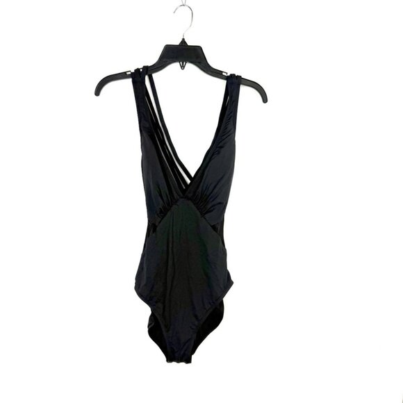 La Blanca Women’s Black V Neck One Piece Swimsuit Size 10